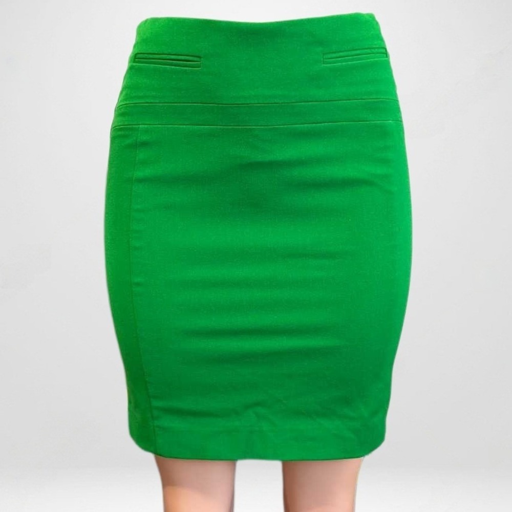 Express Green High Waisted Pencil Skirt Size 0 Career Professional Mini Skirt